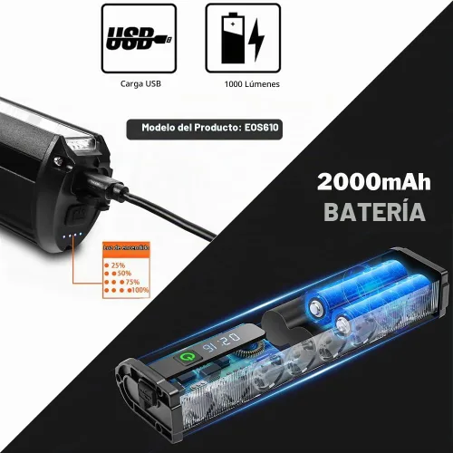 Vista 5 de Best Bright Bike Light for Night Riding, 1000 Lumen Bicycle Light High Beam Low Beam, Rechargeable Bicycle Headlight Set, Waterproof Bike Headlight