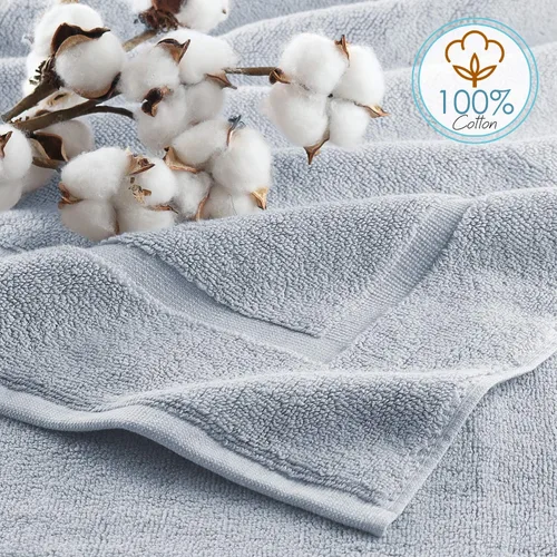 Vista 4 de Hearth & Harbor Juego de 4 toallas de baño 100% algodón hilado en anillo, toallas de baño ultrasuaves y altamente absorbentes, color azul hielo