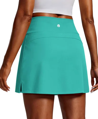Vista 10 de PINSPARK Faldas de golf para mujer, falda de tenis de cintura alta con 2 bolsillos, UPF 50+, falda atlética elástica para entrenamiento de pickleball