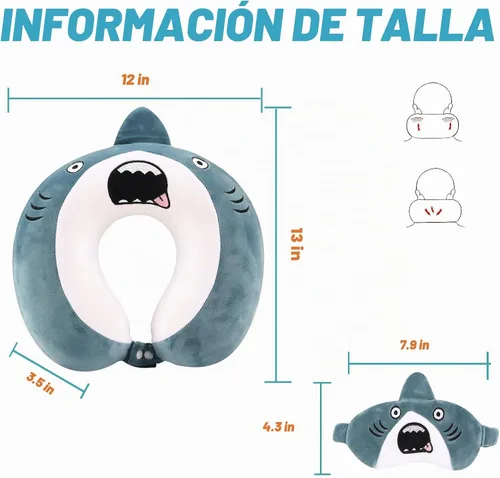 Vista 2 de Linda almohada de cuello para viajes, almohada de cuello para niños con máscara para los ojos para dormir, almohada de espuma viscoelástica