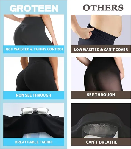 Vista 5 de Paquete de 3 leggings de cintura alta para mujer, no se transparentan, suaves, atléticos, con control de abdomen, para correr, yoga, entrenamiento