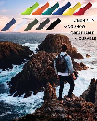 Vista 6 de WHISPER DEER Calcetines invisibles para hombre, talla 6-99-1212-15, invisibles, de corte bajo, con agarre antideslizante (36812 pares)