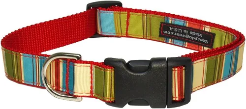 Vista 6 de Collar de perro con estampado a rayas Morado/Multi 10-14 pulgadas, pequeño Púrpura/Multi