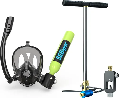 Vista 13 de Máscara de snorkel Mini tanque de buceo 0.5L hasta 6 minutos de respiración submarina dentro de 30 pies de profundidad de buceo pequeño tanque