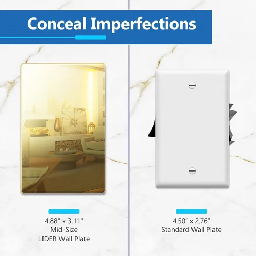 Vista 2 de LIDER Placa de pared en blanco, resistente a la temperatura y a los impactos, reflectante, cubierta sin tornillos, decoración moderna