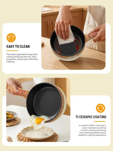 Vista 7 de Olla eléctrica, olla eléctrica portátil de 1.5 L, sartén multifuncional para sopa de filete de ramen con potencia ajustable para dormitorio, hogar