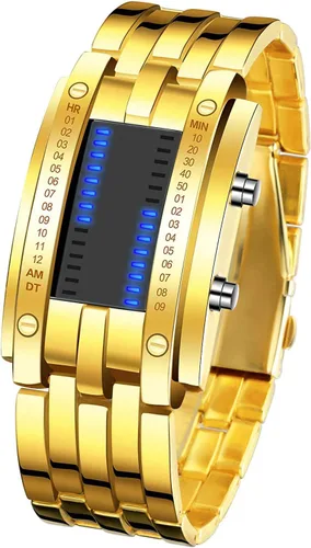 Vista 8 de Fashion Mens Binary Sports Watch Digital LED Matrix Black Square Watch