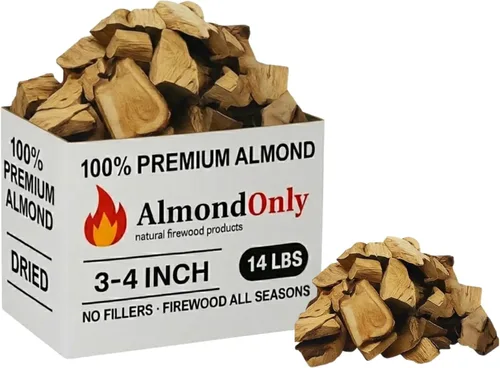 Vista 13 de Trozos de madera de almendro para ahumar de 1 a 2 pulgadas, 100% tostados, trozos de barbacoa premium para ahumar y asar a la parrilla, perfectos