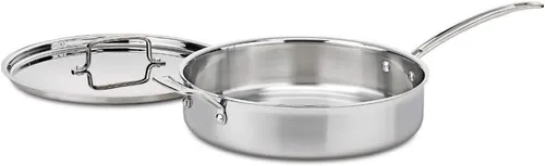 Vista 9 de Cuisinart MCP33-24HN MultiClad Pro de acero inoxidable de 3.5 cuartos de galón con sartén para saltear con mango auxiliar y cubierta, 3.5 cuartos