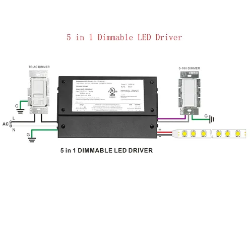 Vista 6 de 150W Dimmable LED Driver 24V, 110V-277V AC a 24V DC llevó el transformador Compatible con atenuador Lutron y Leviton
