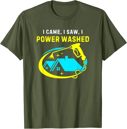 Vista 7 de Camiseta con texto en inglés "I Came, I Saw, I Power Washed Funny Power Washing", Negro