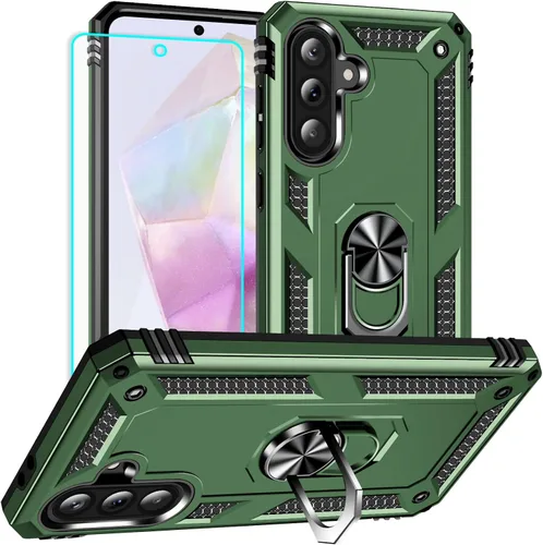 Vista 18 de Yiakeng Funda para Galaxy A32 5G, Samsung A32 5G, fundas protectoras de grado militar con anillo para Samsung Galaxy A32 5G (verde militar)