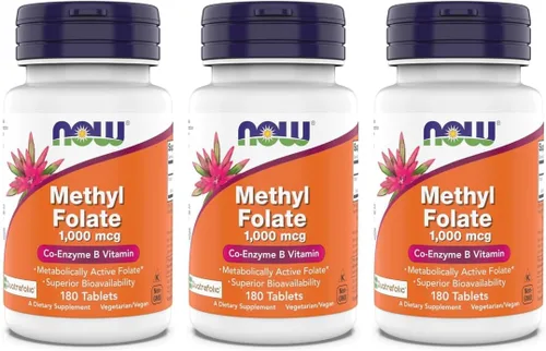 Vista 8 de Now Supplements Metil Folato 1,000 mcg, Folato Metabólicamente Activo, Vitamina Co-Enzima B, 180 Tabletas