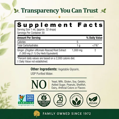 Vista 5 de Natures Answer Raíz de jengibre 1000 mg, 1 onza – Extracto sin alcohol