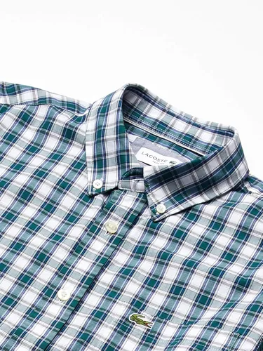 Vista 5 de Lacoste Camisa de manga larga con botones de popelín y tejido de guingán elástico para hombre