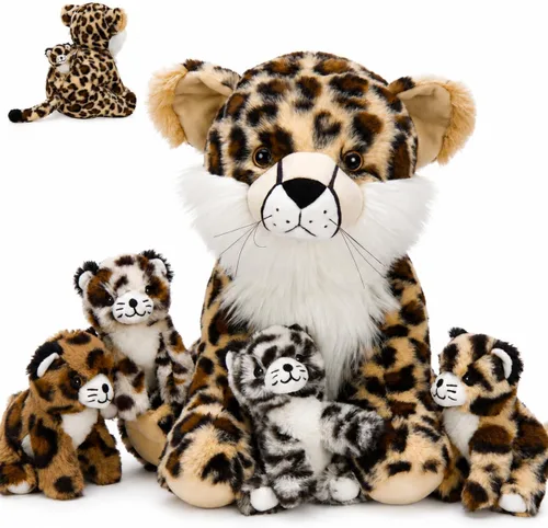 Vista 14 de MorisMos Peluche de perro salvaje africano, peluche de mamá de 18 pulgadas
