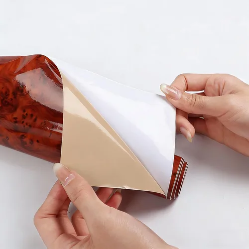Vista 8 de Vinilo autoadhesivo de grano de madera de alto brillo para el interior del automóvil, calcomanías autoadhesivas de película DIY, rollo impermeable