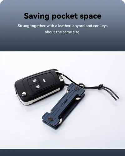Vista 2 de Llavero compacto - Organizador de llavero minimalista - Llavero EDC Llavero Lanyard Leather Lanyard - Llavero de aluminio