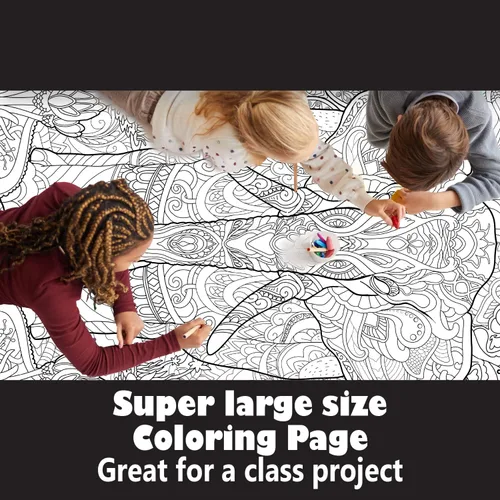 Vista 3 de Young N Refined Póster gigante para colorear con motivo de elefante con collages de flores y mandalas Versión plegada (24x36)