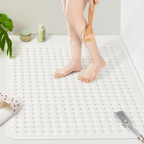 Vista 12 de Yolife Tapete de ducha extra grande, 34.3 pulgadas de largo x 23.3 pulgadas de ancho, tapete de ducha antideslizante de elastómero termoplástico