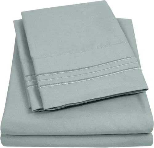 Vista 34 de Juego de sábanas extrasuaves de tamaño individual, ropa de cama transpirable y lujosa con correas elásticas integradas para las esquinas, colección