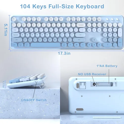 Vista 5 de Colorido teclado inalámbrico y ratón Combo (degradado azul)