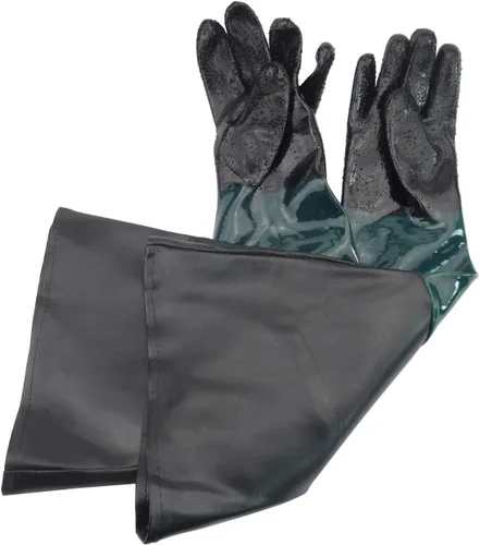 Vista 4 de Guantes de goma para gabinete de chorro de arena de 23.6 pulgadas, guantes de chorro de arena para gabinete abrasivo de chorro de arena