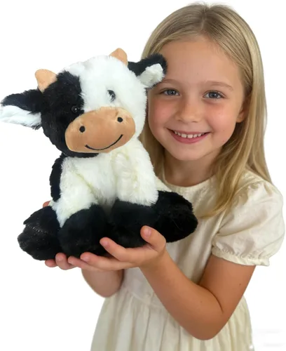 Vista 3 de YUKOUQIAN Peluche de vaca de 11.8 pulgadas para niñas y niños de Navidad (vaca sentada de 11.8 pulgadas)