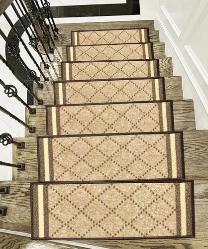 Vista 10 de Gloria Alfombra antideslizante de goma trasera para escaleras, alfombrillas antideslizantes para escaleras, juego de 7 (8.5 x 26 pulgadas)