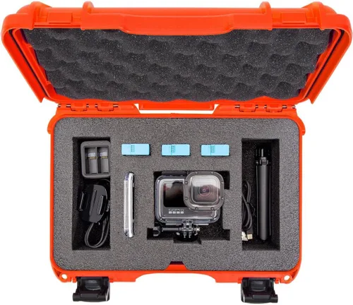 Vista 7 de NANUK 909 - Funda rígida impermeable con inserto de espuma para GoPro Hero 9 y 10, color naranja