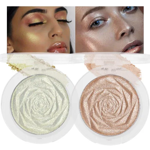 Vista 11 de evpct Iluminador facial de perla blanca y plata, maquillaje de brillo con purpurina de diamantes brillantes, paleta de sombras de ojos en polvo