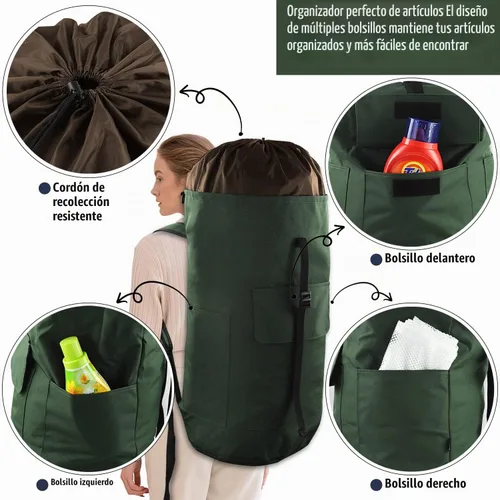 Vista 4 de JOINPRO Bolsa de lavandería con mochila, bolsas de lavandería de viaje extra grandes de 125L con correas de hombro, diseño ajustable y extensible
