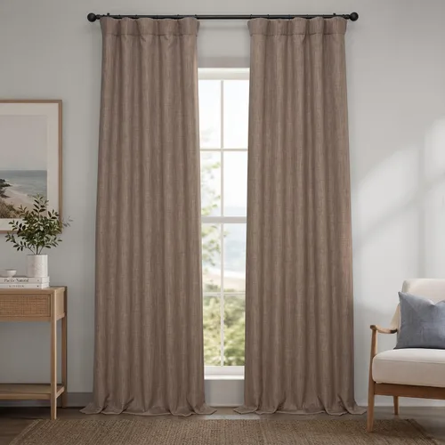 Vista 62 de HPD Half Price Drapes - Cortinas de lino sintético para sala de estar (2 paneles) - 100 pulgadas de ancho x 84 pulgadas de largo - Cortinas