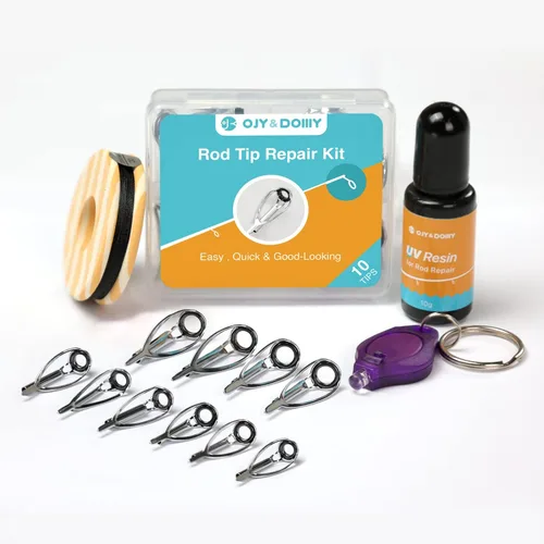 Vista 10 de Fishing Rod Tip Repair Kit with Glue/Supplies/Step-by-Step Instructions Kit de pegamento AB