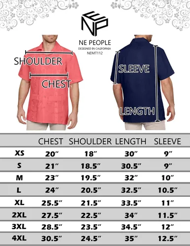 Vista 2 de NE PEOPLE Camisa de manga corta con botones de guayabera cubana para hombre, tallas XS-4XL (2 juegos)