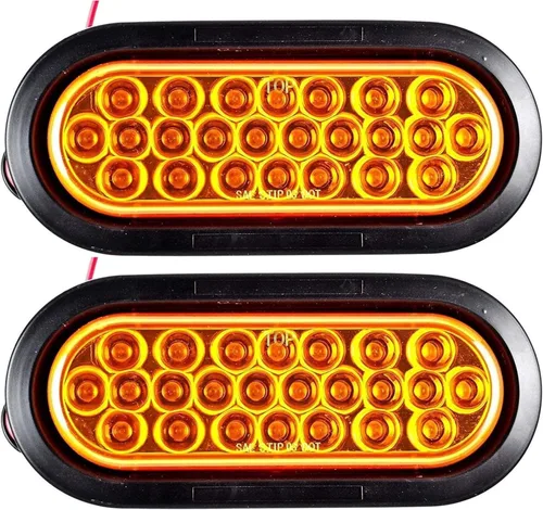 Vista 6 de Todos los productos para camiones estrella] Luz estroboscópica LED ámbar empotrada de 6" ovalada, 24 LED DOT/SAE aprobado y marcado, impermeable