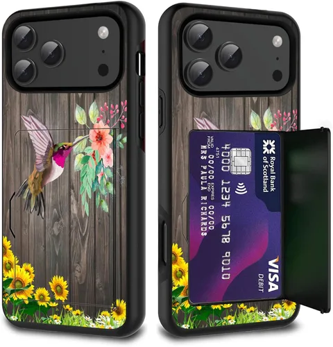 Vista 26 de Funda para tarjetas de crédito, doble capa híbrida a prueba de golpes, protección contra caídas con función atril para iPhone 17 de 6.3 pulgadas