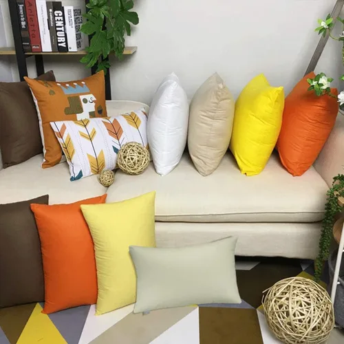 Vista 3 de Thmyo - Paquete de 4 fundas de almohada decorativas de 100 % algodón para lumbar, cómodas, sólidas, para Navidad/Halloween, fundas de cojín Blanco