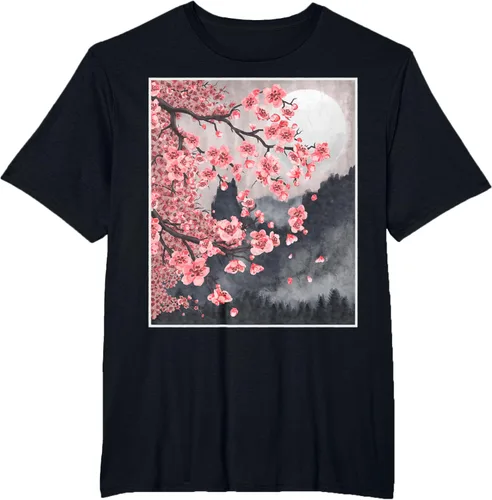 Vista 39 de Sakura - Camiseta japonesa de cerezo en flor japonesa, Negro, S