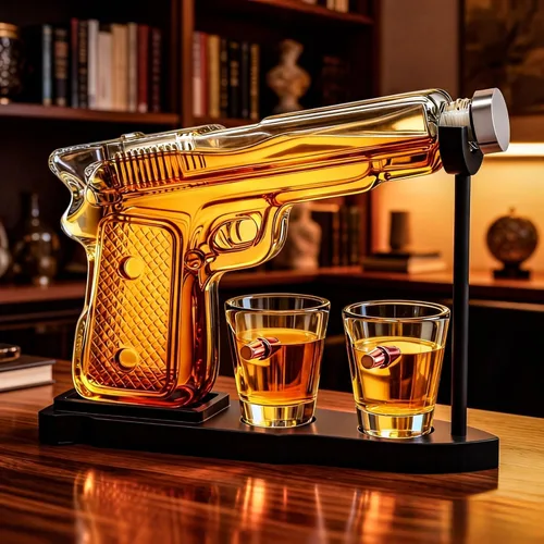 Vista 9 de Juego de decantador de pistola de whisky + 2 vasos bala - Regalos de pistola de Navidad y cumpleaños para hombres que lo tienen todo, regalos