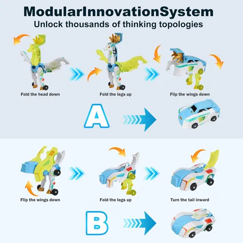 Vista 8 de Juguete de automóvil de dinosaurio que se transforma en colisión, 2 autos magnéticos que se transforman en juguetes de dinosaurio para niños, niñas