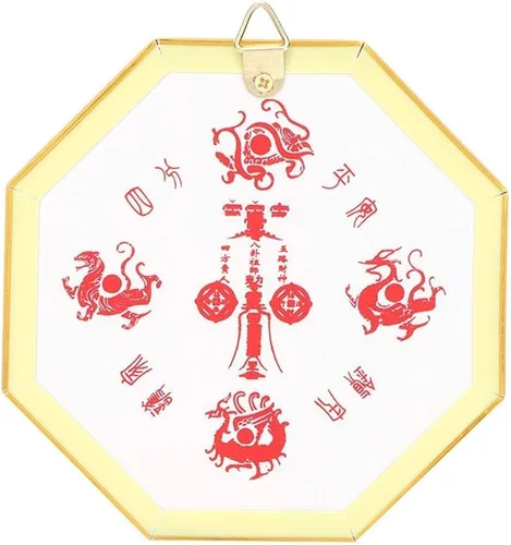 Vista 8 de Tyenaza Espejo cóncavo tradicional chino de Feng Shui, espejo Bagua para negocios en casa, protección de la suerte contra especiales dañinos