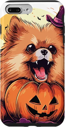 Vista 9 de iPhone 14 Disfraz de perro de Halloween diseño de funda de Pomerania aterradora