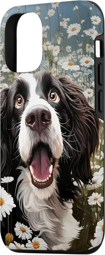 Vista 2 de Carcasa divertida para iPhone 14 con diseño de perro con margarita