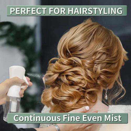 Vista 3 de FIRUZA Botellas de pulverización continua para cabello, pulverizador de niebla ultrafina (6.8 fl oz/6.8 onzas, paquete de 2), rociador de agua