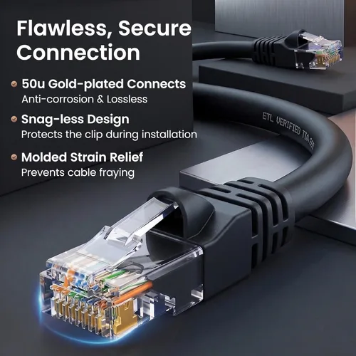 Vista 4 de GEARit Paquete de 100 cables Ethernet Cat6 de 0.5 pies Cable de conexión de red RJ45, conectores chapados en oro sin enganches de 10 Gbps, cable