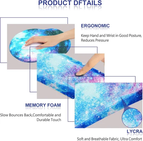 Vista 4 de ArtSo - Reposamuñecas mejorado para el teclado y la alfombrilla del mouse, almohadilla de gel ergonómica con base de goma antideslizante
