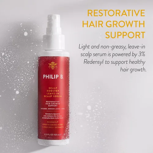 Vista 3 de PHILIP B. Scalp Booster - Suero sin enjuague para el cuero cabelludo, 4.23 onzas, tratamiento del cuero cabelludo para un cabello más grueso