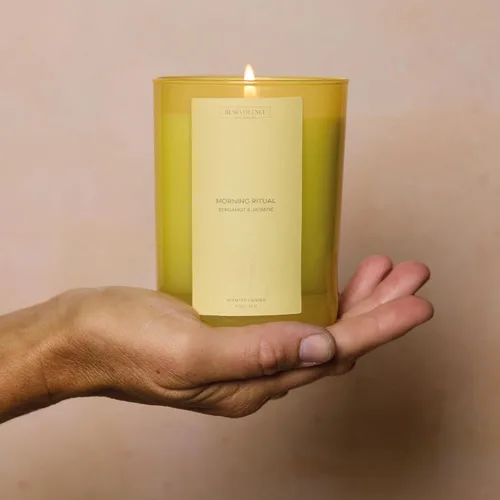 Vista 5 de Vela perfumada de bergamota y jazmín 11 onzas, 60 horas de combustión Cera de soja natural, mecha de algodón Velas perfumadas de soja
