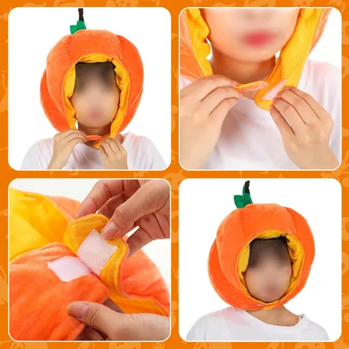 Vista 7 de 2 piezas de sombrero de calabaza Halloween divertido disfraz de calabaza Acción de Gracias sombrero de invierno verduras Cos regalo para adultos